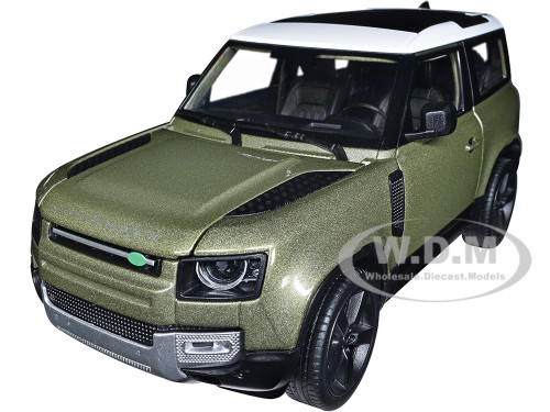2020 Land Rover Defender Green Metallic White Top NEX Models 1/26 Diecast Model Car Welly 24110W-MGR