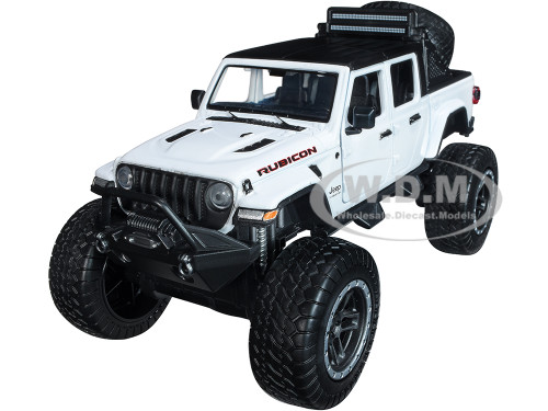 2021 Jeep Gladiator Rubicon Off-Road Pickup Truck White Black Top Off Road Series 1/24 1/27 Diecast Model Car Motormax 79145