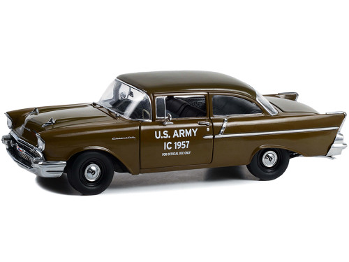 1957 Chevrolet 150 Sedan U.S. Army IC 1957 Staff Car Brown 1/18 Diecast Model Car Highway 61 HWY-18043