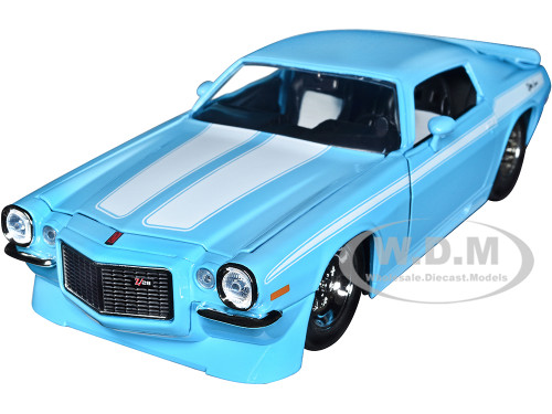 1971 Chevrolet Camaro Z/28 Light Blue White Stripes Bigtime Muscle Series 1/24 Diecast Model Car Jada 34201