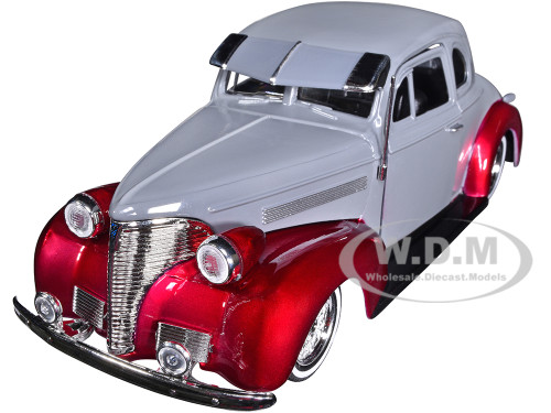 1939 Chevrolet Coupe Lowrider Gray Red Metallic Get Low Series 1/24 Diecast Model Car Motormax 79028
