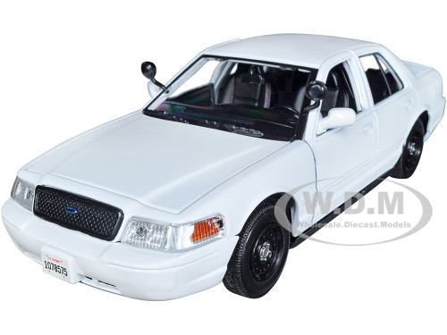 2010 Ford Crown Victoria Police Interceptor Unmarked White Custom Builder's Kit Series 1/24 Diecast Model Car Motormax 76469