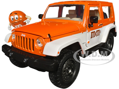 2007 Jeep Wrangler Orange Metallic White Orange M&M Diecast Figure M&M's Hollywood Rides Series 1/24 Diecast Model Car Jada 34401