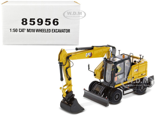 CAT Caterpillar M318 Wheeled Excavator Yellow Operator High Line Series 1/50 Diecast Model Diecast Masters 85956