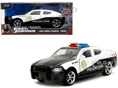 2006 Dodge Charger Police Black and White Policia Civil Fast & Furious Series 1/32 Diecast Model Car by Jada 33666