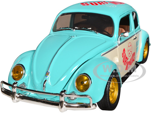 1952 Volkswagen Beetle Deluxe Model Light Blue and Wimbledon White Maui & Sons Limited Edition to 3850 pieces Worldwide 1/24 Diecast Model Car M2 Machines 40300-101A