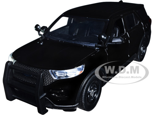 2022 Ford Police Interceptor Utility Unmarked Slick-Top Black 1/24 Diecast Model Car Motormax 76990BK