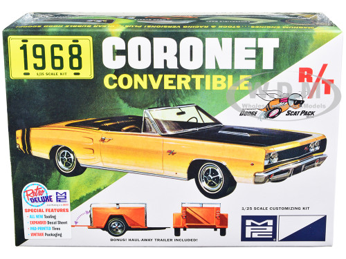 Skill 2 Model Kit 1968 Dodge Coronet R/T Convertible with Haul-Away Trailer 1/25 Scale Model MPC MPC978