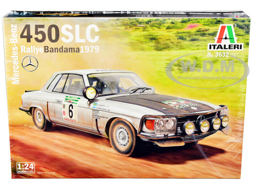 Skill 3 Model Kit Mercedes Benz 450 SLC Winner Rallye Bandama Ivory Coast 1979 1/24 Scale Model Italeri 3632