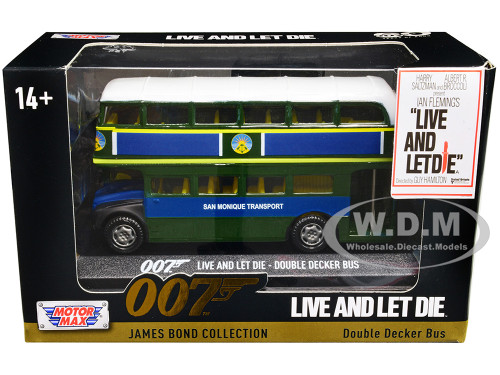 Double Decker Bus San Monique Transport James Bond 007 Live and Let Die 1973 Movie James Bond Collection Series Diecast Model Motormax 79846