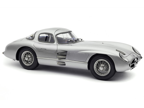 1955 Mercedes Benz 300 SLR Uhlenhaut Coupe Silver with Blue Interior 1/18 Diecast Model Car CMC M-243