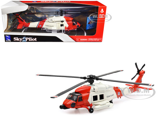 Sikorsky HH 60J Jayhawk Helicopter Red and White United States Coast Guard Sky Pilot Series 1/60 Diecast Model New Ray 25593