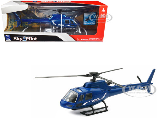 Eurocopter AS350 Helicopter Blue Metallic Police Sky Pilot Series 1/43 Diecast Model New Ray 26093A