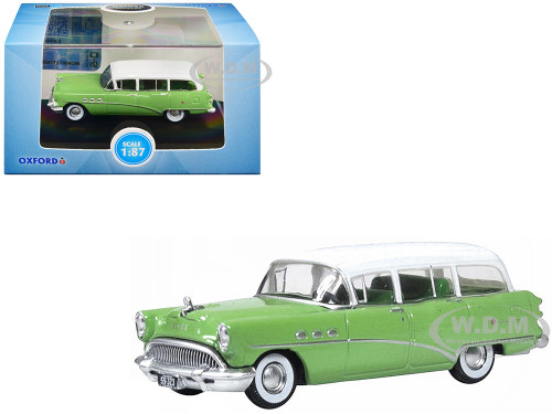 1954 Buick Century Estate Wagon Willow Green and White 1/87 HO Scale Diecast Model  Car Oxford Diecast 87BCE54003