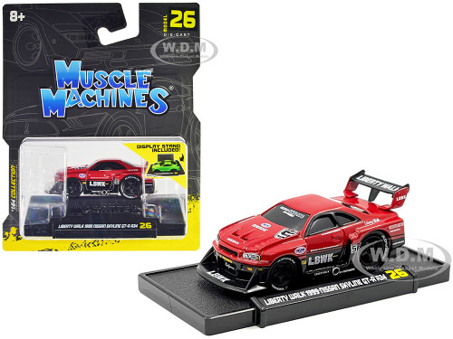1999 Nissan Skyline GT R R34 #5 Liberty Walk Red and Black 1/64 Diecast Model Car Muscle Machines 15566RD