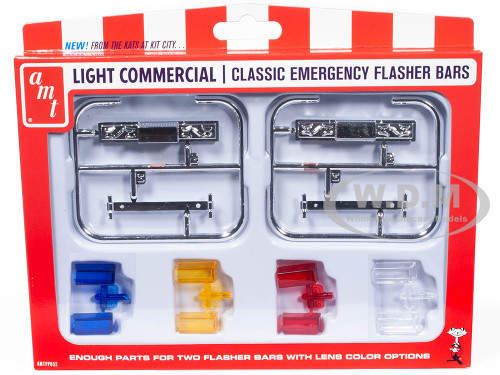Skill 2 Model Kit Light Commercial Classic Emergency Flasher Bars Set of 10 pieces for 1/25 Scale Model AMT AMTPP032