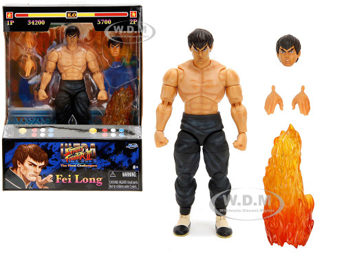 Fei Long 6 Moveable Figure with Accessories and Alternate Head and Hands Ultra Street Fighter II The Final Challengers 2017 Video Game model Jada 34217