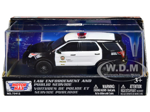 2015 Ford Police Interceptor Utility Black and White LAPD Los Angeles Police Department 1/43 Diecast Model Car Motormax 79493