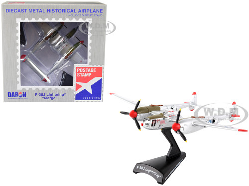 Lockheed P 38J Lightning Fighter Aircraft Marge Pilot Richard Ira Dick Bong United States Air Force 1/115 Diecast Model Airplane Postage Stamp PS5362-3