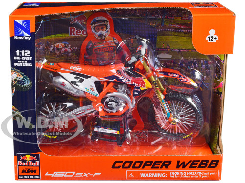 KTM 450 SX F Motorcycle #2 Cooper Webb Red Bull KTM Factory Racing 1/12 Diecast Model New Ray 58353
