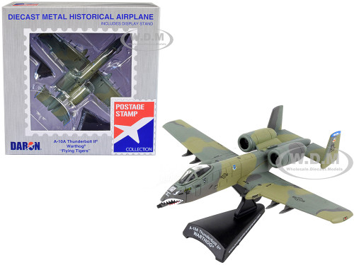 Fairchild Republic A 10A Thunderbolt II Warthog Aircraft Flying Tigers First American Volunteer Group of the Republic of China Air Force 1/140 Diecast Model Airplane Postage Stamp PS5375-4