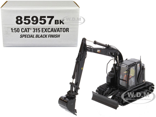 CAT Caterpillar 315 Track Type Hydraulic Excavator Special Black Finish with Operator High Line Series 1/50 Diecast Model Diecast Masters 85957BK