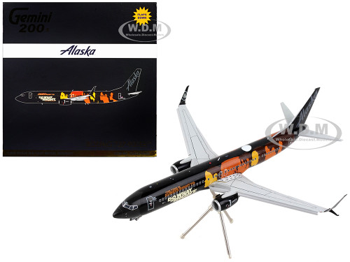 Boeing 737 900ER Commercial Aircraft with Flaps Down Alaska Airlines Our Commitment Black with Graphics Gemini 200 Series 1/200 Diecast Model Airplane GeminiJets G2ASA1016F
