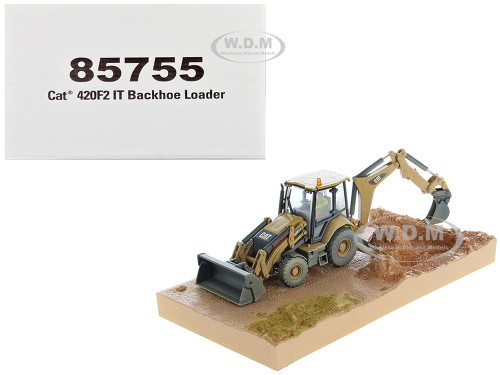 CAT Caterpillar 420F2 IT Backhoe Loader with Operator Yellow Weathered Series 1/50 Diecast Model Diecast Masters 85755