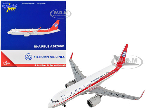 Airbus A320neo Commercial Aircraft Sichuan Airlines White with Red Stripes and Tail 1/400 Diecast Model Airplane GeminiJets GJ1716