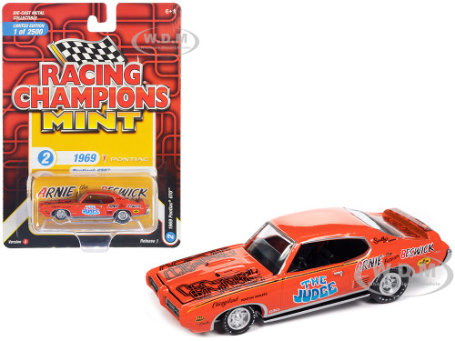 1969 Pontiac GTO Orange with Graphics The Judge Arnie The Farmer Beswick Racing Champions Mint 2023 Release 1 Limited Edition to 2500 pieces Worldwide 1/64 Diecast Model Car Racing Champions RC016-RCSP029A