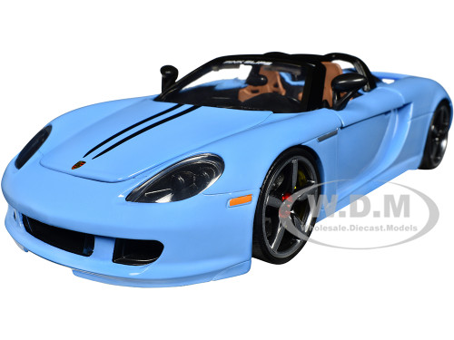Porsche Carrera GT Convertible Blue with Black Stripes Pink Slips Series 1/24 Diecast Model Car Jada 35066