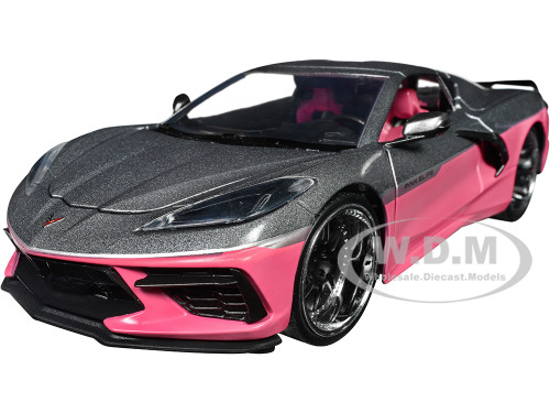 2020 Chevrolet Corvette Gray Metallic and Pink Pink Slips Series 1/24 Diecast Model Car Jada 35068