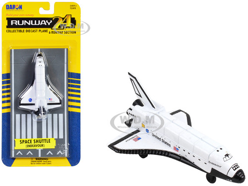 NASA Endeavour Space Shuttle White United States with Runway Section Diecast Model Airplane Runway24 RW005
