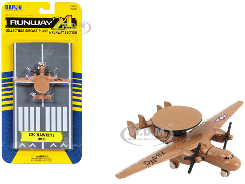 Northrop Grumman E 2C Hawkeye Aircraft Tan United States Navy with Runway Section Diecast Model Airplane Runway24 RW085