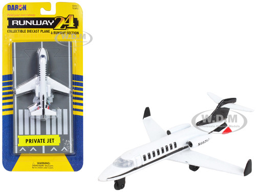 Private Jet Commercial Aircraft White with Black Tail N452IJ with Runway Section Diecast Model Airplane Runway24 RW205
