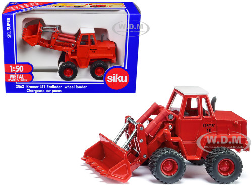 Kramer 411 Wheel Loader Red with White Top 1/50 Diecast Model Siku SK3563