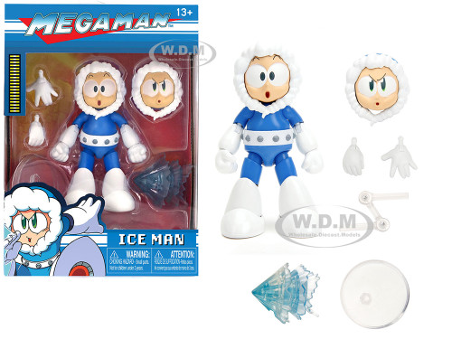 Ice Man 4 Moveable Figure with Accessories and Alternate Head and Hands Mega Man 1987 Video Game Model Jada 34223
