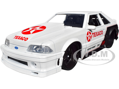1989 Ford Mustang GT Texaco White and Matt Black with Graphics Bigtime Muscle Series 1/24 Diecast Model Car Jada 35032