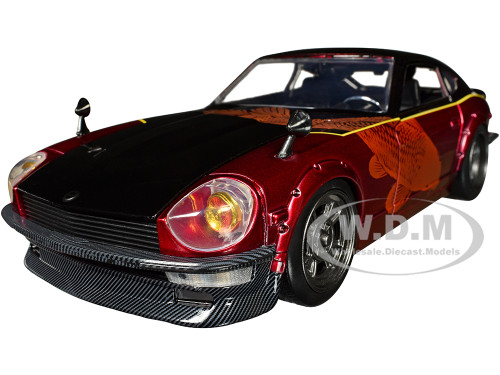 1972 Datsun 240Z Black and Red Metallic with Graphics Fast X 2023 Movie Fast & Furious Series 1/24 Diecast Model Car Jada 34916