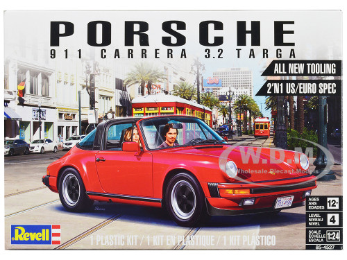 Level 4 Model Kit Porsche 911 Carrera 3.2 Targa 2-in-1 Kit 1/24 Scale Model Revell 85-4527