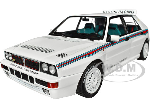1992 Lancia Delta HF Integrale Evo 1 Martini 6 White with Blue and Red Stripes World Rally Champion Martini Racing 1/18 Diecast Model Car Solido S1807804
