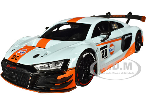 Audi R8 LMS GT3 #28 Light Blue with Orange Stripes Gulf Oil Gulf Die Cast Collection 1/24 Diecast Model Car Motormax 79667GULF
