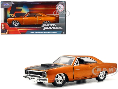 Dom s Plymouth Road Runner Orange Metallic with Matt Black Hood Fast & Furious Series 1/32 Diecast Model Car Jada 97128