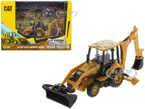 CAT Caterpillar 420 XE Backhoe Loader with Work Tools Yellow 1/64 Diecast Model Diecast Masters 85765