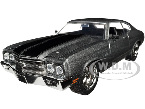 1970 Chevrolet Chevelle SS Gray Metallic with Black Stripes Fast & Furious 2009 Movie Fast & Furious Series 1/24 Diecast Model Car Jada 34923