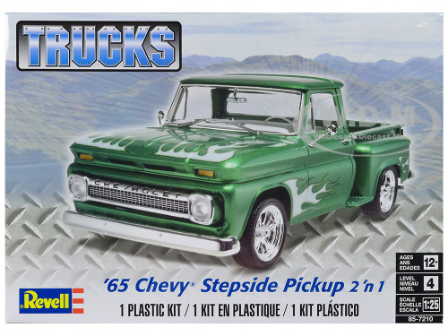 Level 4 Model Kit 1965 Chevrolet Stepside Pickup Truck 2 in 1 Kit 1/25 Scale Model Revell 85-7210