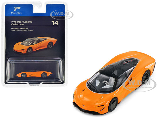 McLaren Speedtail McLaren Orange with Black Top Hypercar League Collection 1/64 Diecast Model Car PosterCars H14B