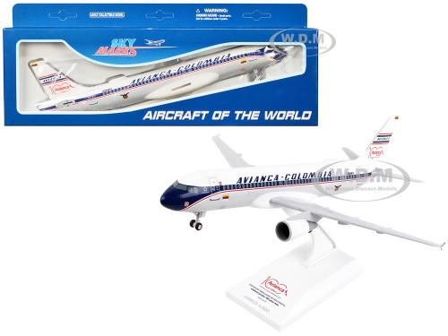 Airbus A320 Commercial Aircraft with Landing Gear Avianca Colombia N284AV White and Gray with Blue Stripes Snap Fit 1/150 Plastic Model Skymarks SKR1033