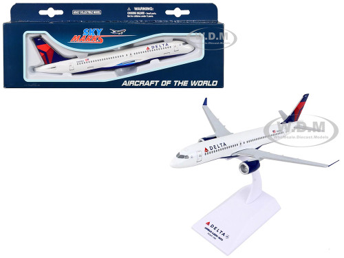 Airbus A220 300 Commercial Aircraft Delta Air Lines N301DU White with Red and Blue Tail Snap Fit 1/200 Plastic Model Skymarks SKR1091