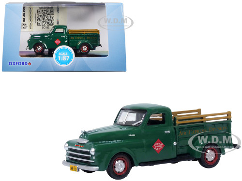 1948 Dodge B 1B Pickup Truck Green Railway Express Agency 1/87 (HO) Scale Diecast Model Car Oxford Diecast 87DP48004